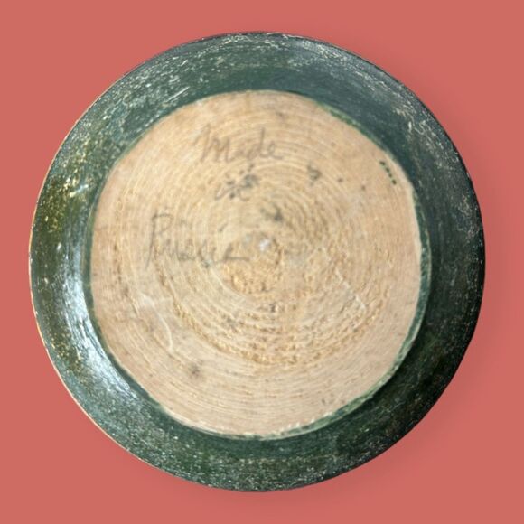 🪆 VTG HAND MADE PAINTED CARVED WOOD DISH BOWL DECORATIVE ACCENT SOUVENIR - Picture 4 of 6